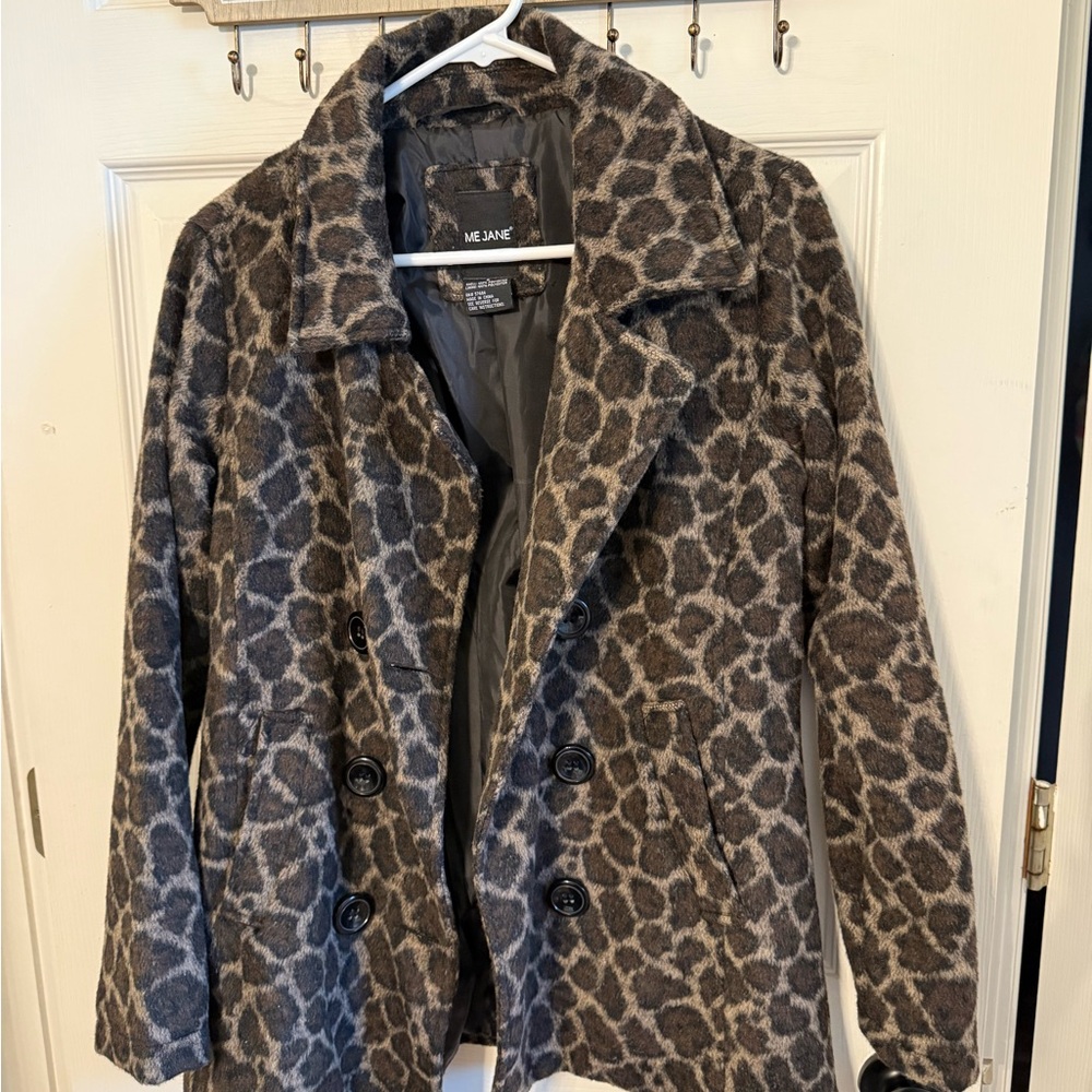 Me Jane Women's Animal Print Pea Coat